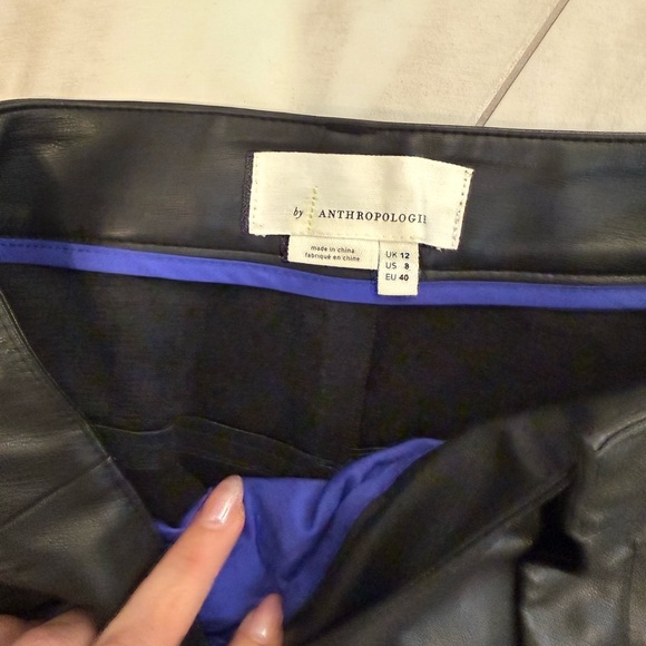 Anthropologie Black Cropped Leather Pants - Picture 4 of 4